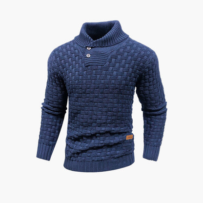 Men's Winter Mid-Collar Buttoned Knit Pullover Sweater – Casual & Formal Style