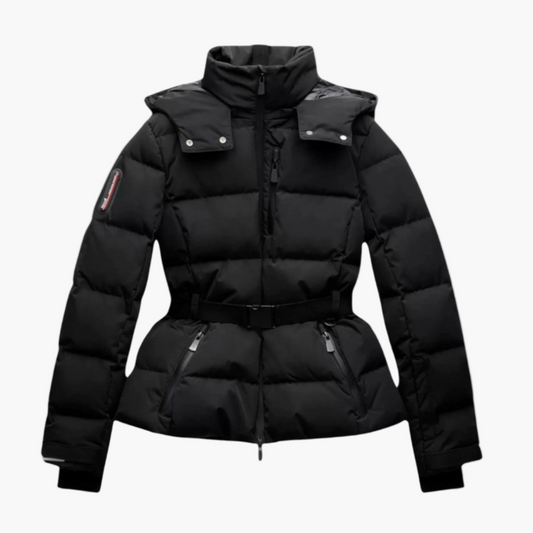 Women's Insulated Belted Puffer Jacket – Winter Water-Resistant Fashion Coat