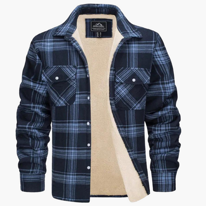 Men's Plaid Sherpa-Lined Fleece Jacket – Casual Winter Outdoor Shirt Jacket