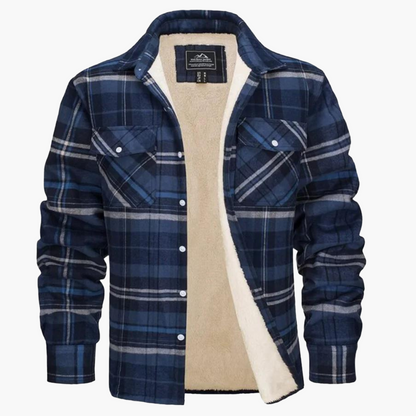Men's Plaid Sherpa-Lined Fleece Jacket – Casual Winter Outdoor Shirt Jacket