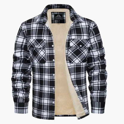 Men's Plaid Sherpa-Lined Fleece Jacket – Casual Winter Outdoor Shirt Jacket