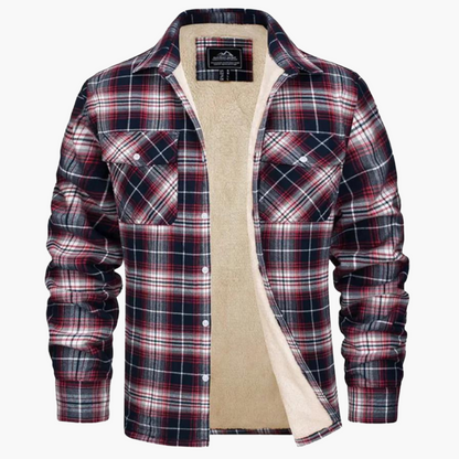 Men's Plaid Sherpa-Lined Fleece Jacket – Casual Winter Outdoor Shirt Jacket