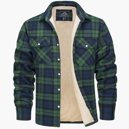 Men's Plaid Sherpa-Lined Fleece Jacket – Casual Winter Outdoor Shirt Jacket