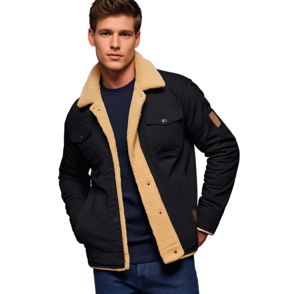 Men's Vintage Winter Bomber Jacket – Classic Warm Sherpa-Lined Casual Outerwear