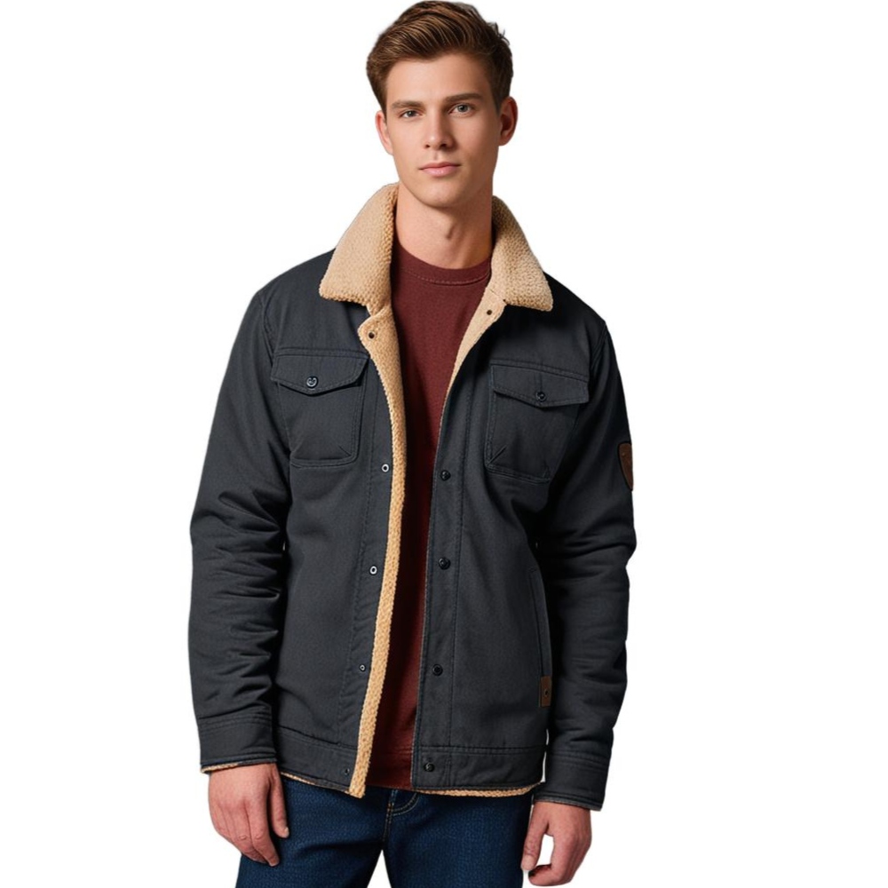 Men's Vintage Winter Bomber Jacket – Classic Warm Sherpa-Lined Casual Outerwear