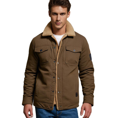 Men's Vintage Winter Bomber Jacket – Classic Warm Sherpa-Lined Casual Outerwear