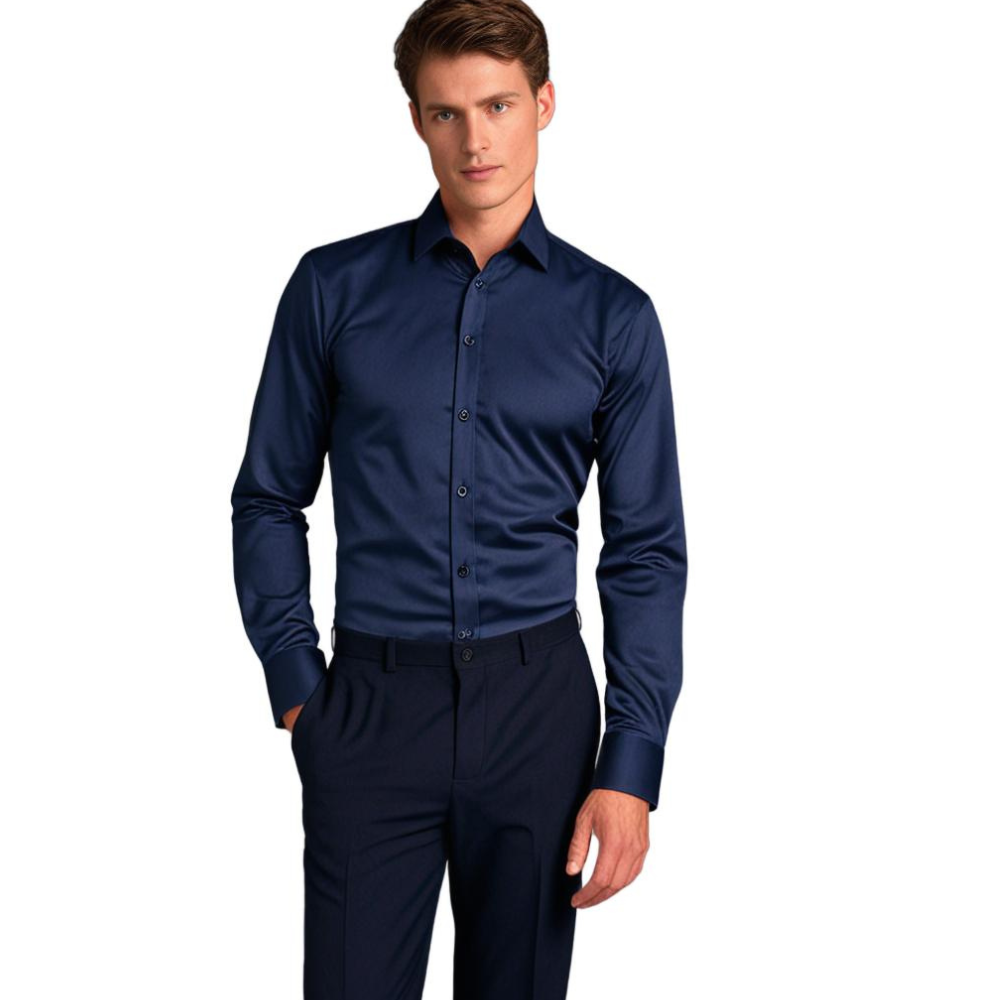 Men's Classic Stretch Dress Shirt – Slim Fit Business & Casual Long Sleeve Button-Down