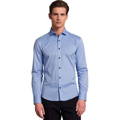 Men's Classic Stretch Dress Shirt – Slim Fit Business & Casual Long Sleeve Button-Down