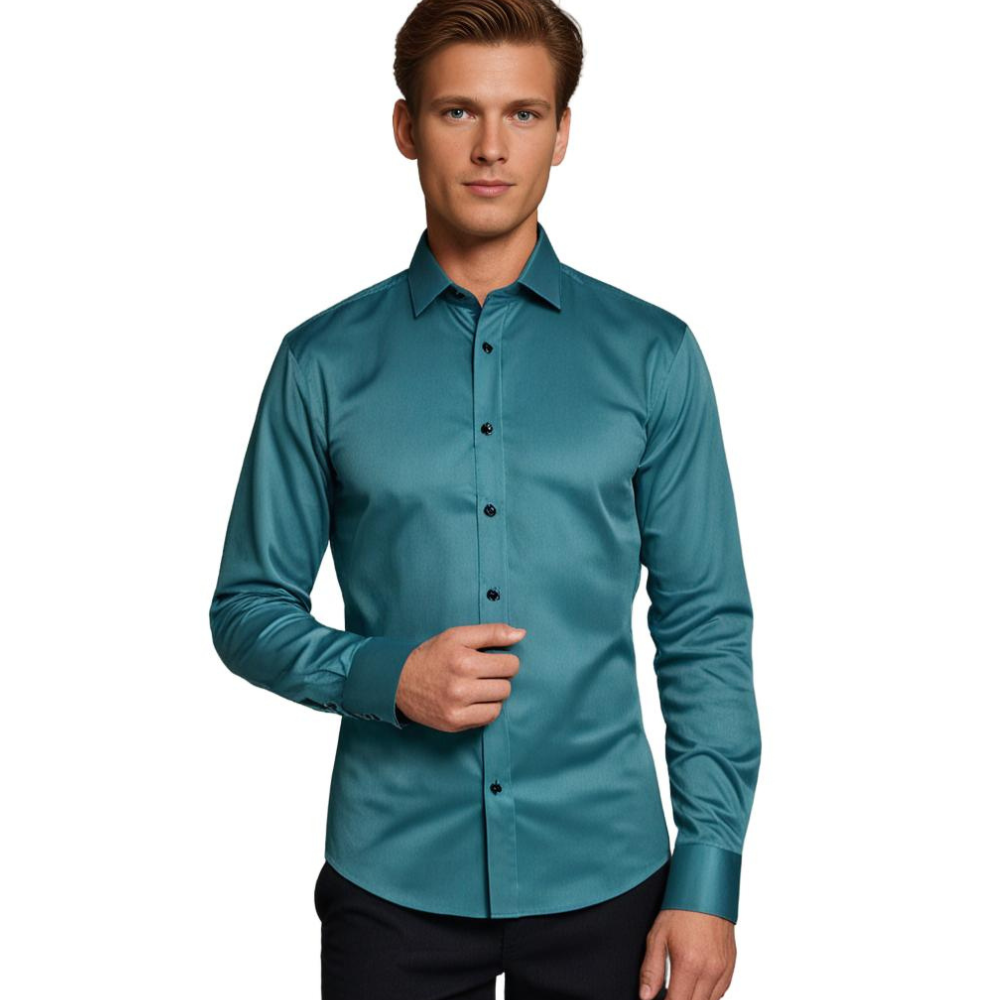 Men's Classic Stretch Dress Shirt – Slim Fit Business & Casual Long Sleeve Button-Down