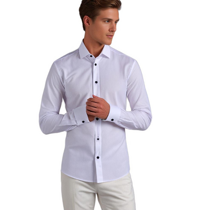 Men's Classic Stretch Dress Shirt – Slim Fit Business & Casual Long Sleeve Button-Down