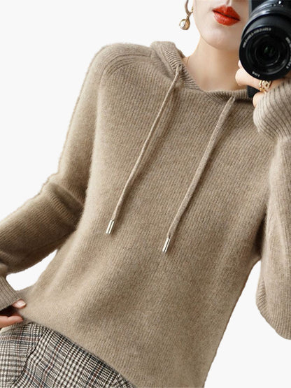 Women's Hooded Knitted Pullover Sweater Casual Long Sleeve Cardigan