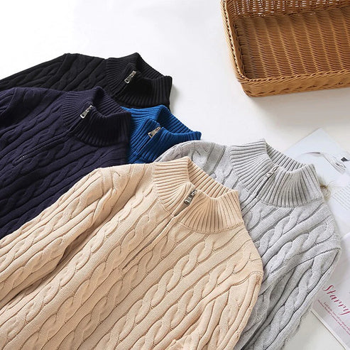 Men's Classic Cable Knit Half-Zip Sweater – Timeless Style for Everyday Comfort