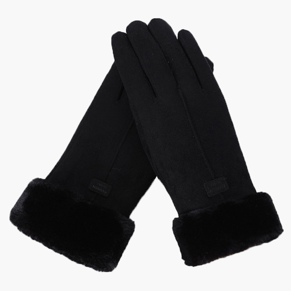 Women's Winter Touchscreen Waterproof Furry Gloves - Stylish Warm Outdoor Handwear