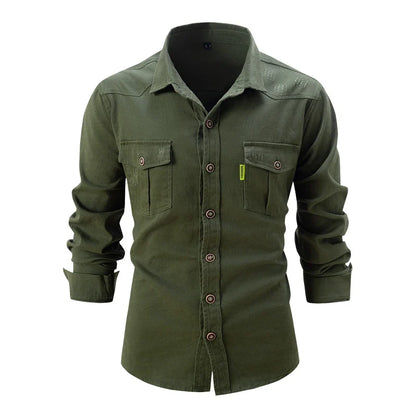 Ian – Men's Cotton Long-Sleeve Shirt with Dual Chest Pockets