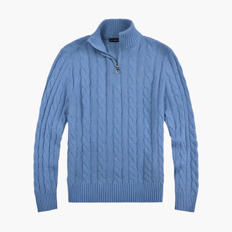 Men's Classic Cable Knit Half-Zip Sweater – Timeless Style for Everyday Comfort