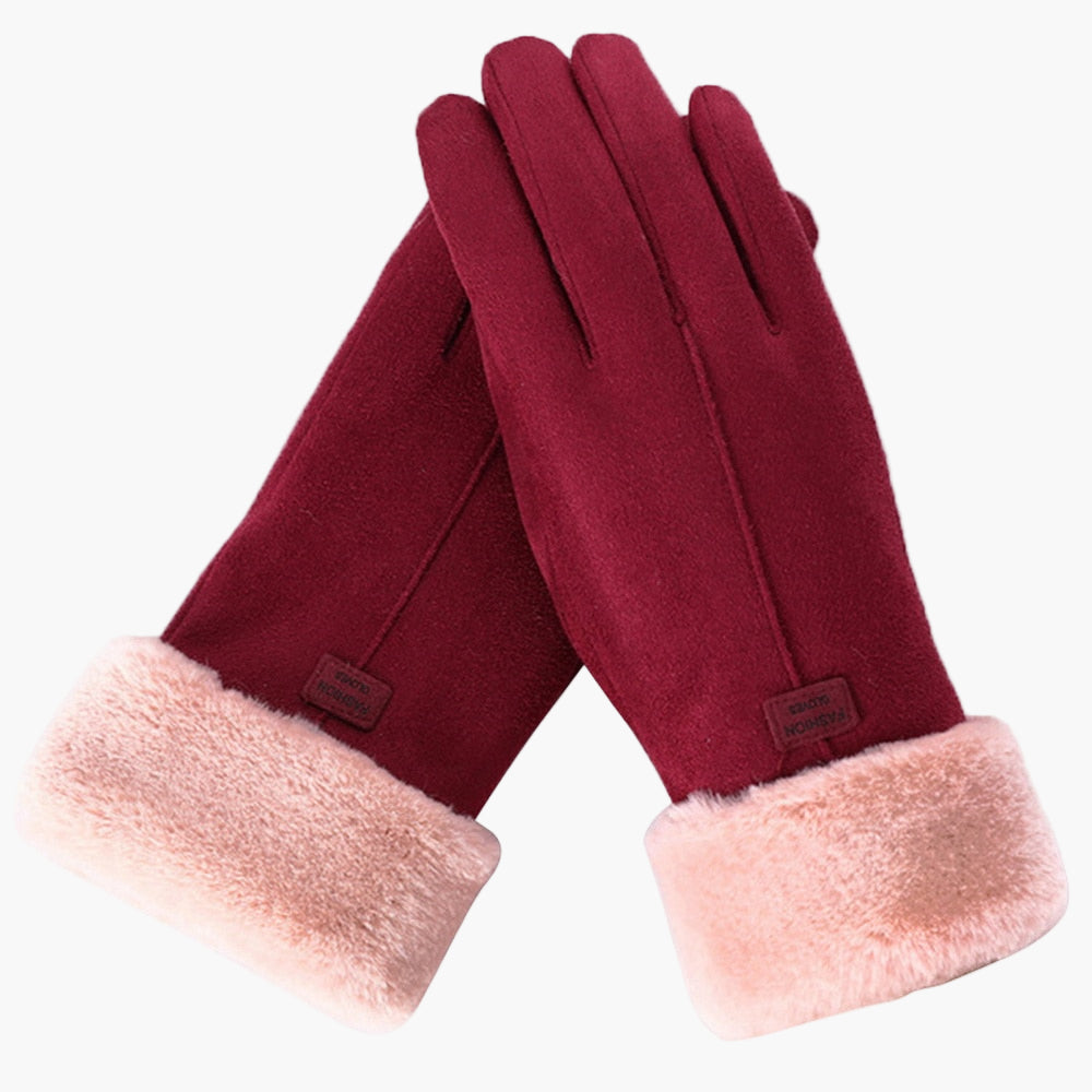 Women's Winter Touchscreen Waterproof Furry Gloves - Stylish Warm Outdoor Handwear