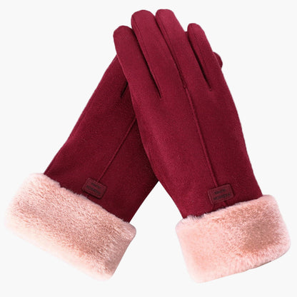 Women's Winter Touchscreen Waterproof Furry Gloves - Stylish Warm Outdoor Handwear
