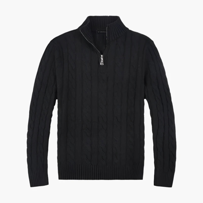 Men's Classic Cable Knit Half-Zip Sweater – Timeless Style for Everyday Comfort