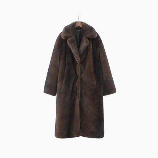 Women's Long Faux Fur Trench Coat - Elegant Winter Outerwear