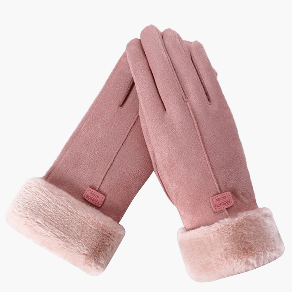 Women's Winter Touchscreen Waterproof Furry Gloves - Stylish Warm Outdoor Handwear