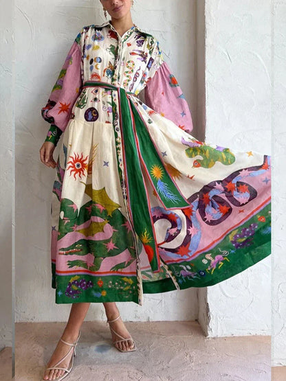 Women's Boho Swing Blouse Dress – Maxi Chic Dress for Summer Parties & Events