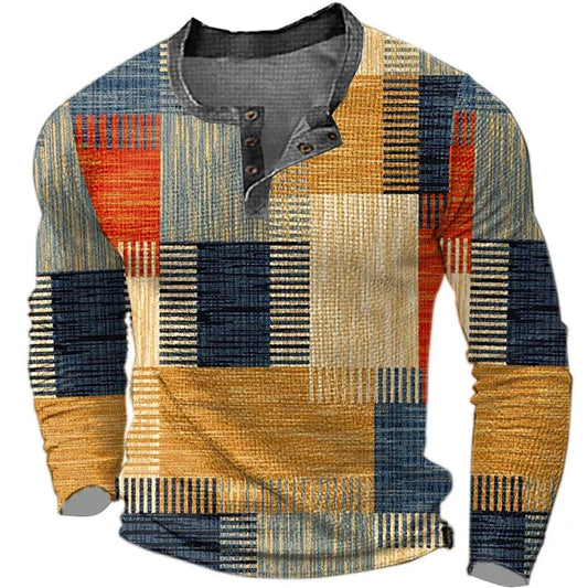 Warren – Men's Graphic Color Block Henley Shirt