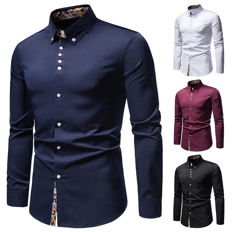 Sean – Men's Slim Fit Paisley Print Long Sleeve Shirt