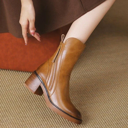 Women's High-Heel Leather Ankle Boots for Sophisticated Everyday Style