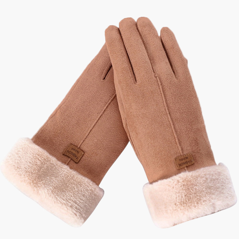 Women's Winter Touchscreen Waterproof Furry Gloves - Stylish Warm Outdoor Handwear
