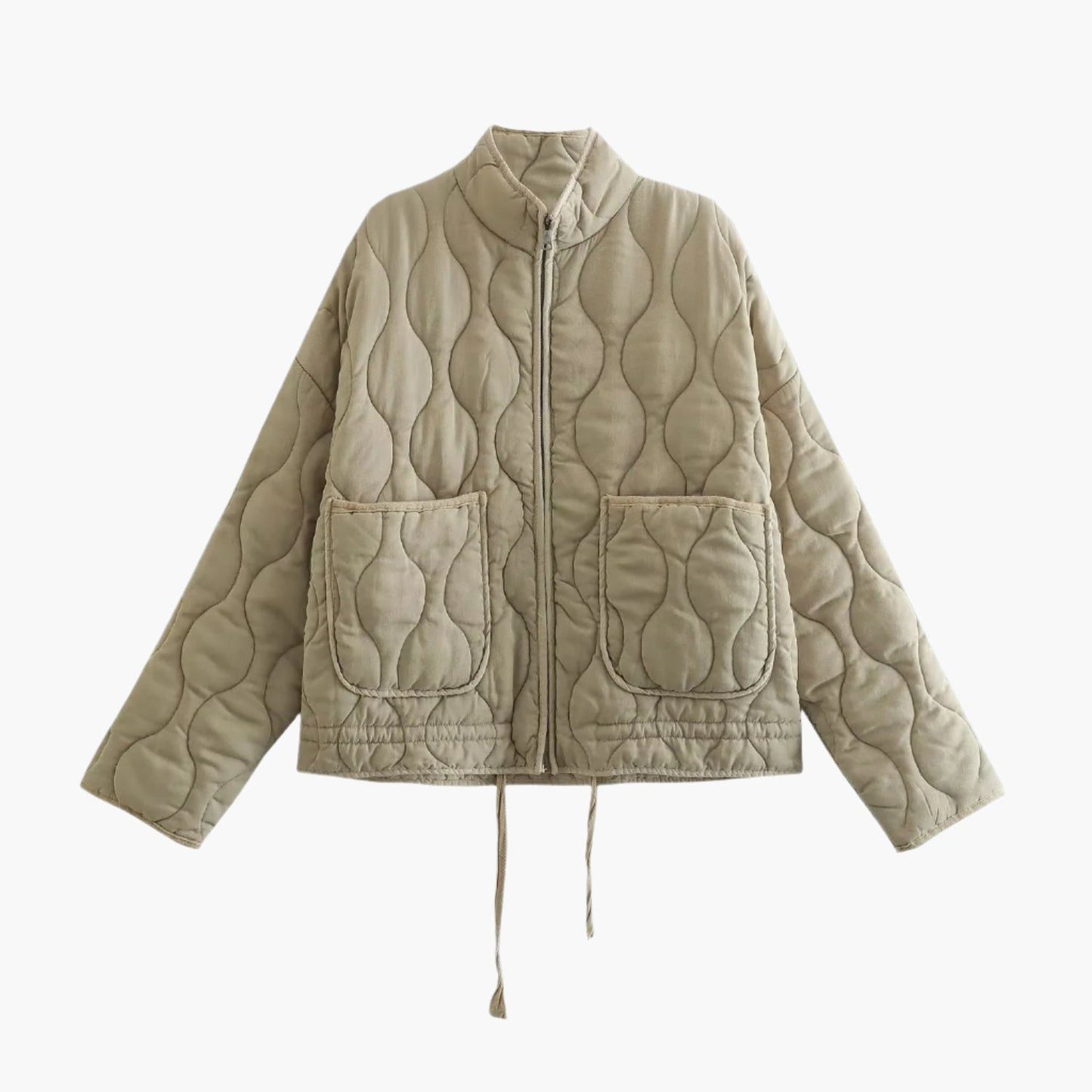Women's Quilted Oversized Winter Jacket with Pockets and Zipper - 2024 Trendy Padded Coat