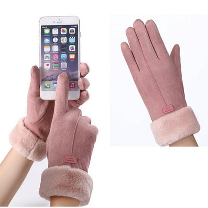 Women's Winter Touchscreen Waterproof Furry Gloves - Stylish Warm Outdoor Handwear