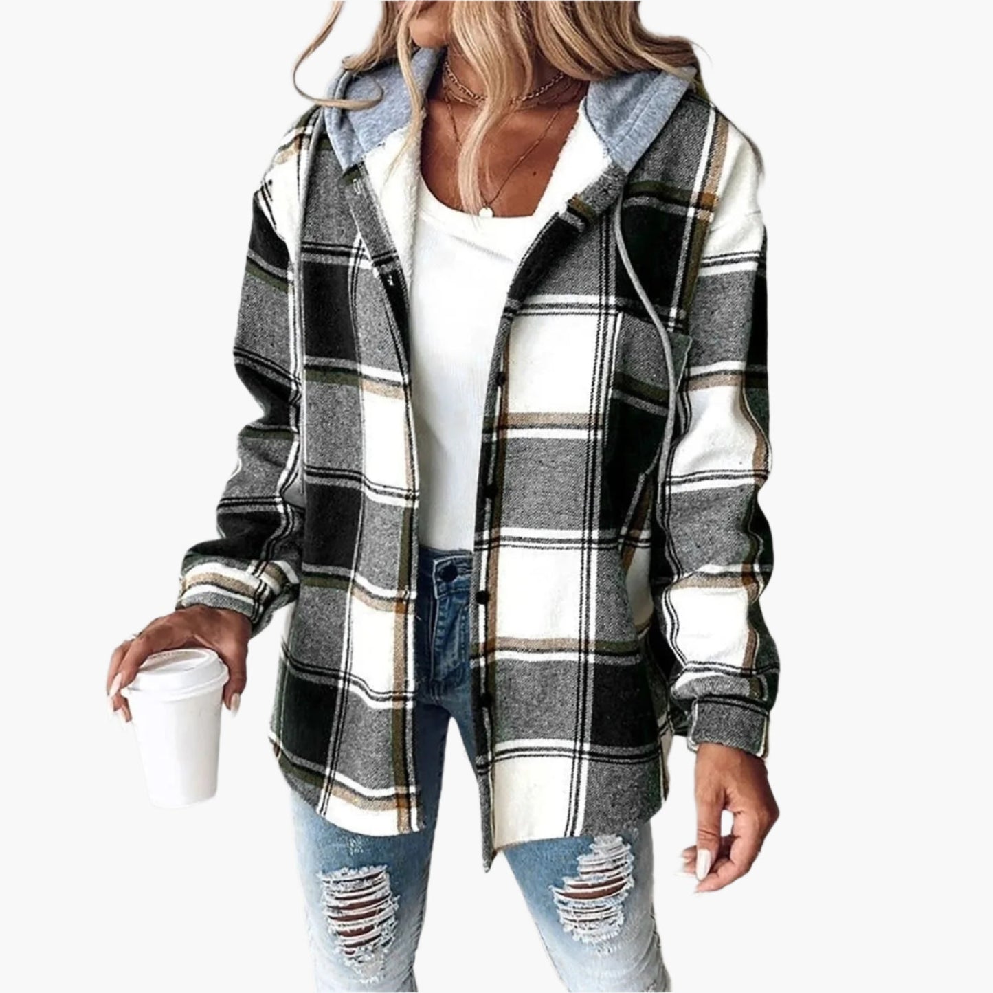 Women's Plaid Hooded Casual Jacket – Cozy Autumn Shacket for Everyday Style