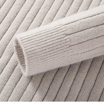 Men's Ribbed Half-Zip Sweater Classic Pullover for Versatile Everyday Style