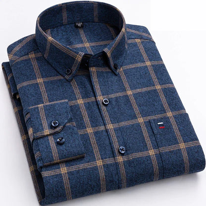 Cameron – Men's Long Sleeve Cotton Plaid Shirt