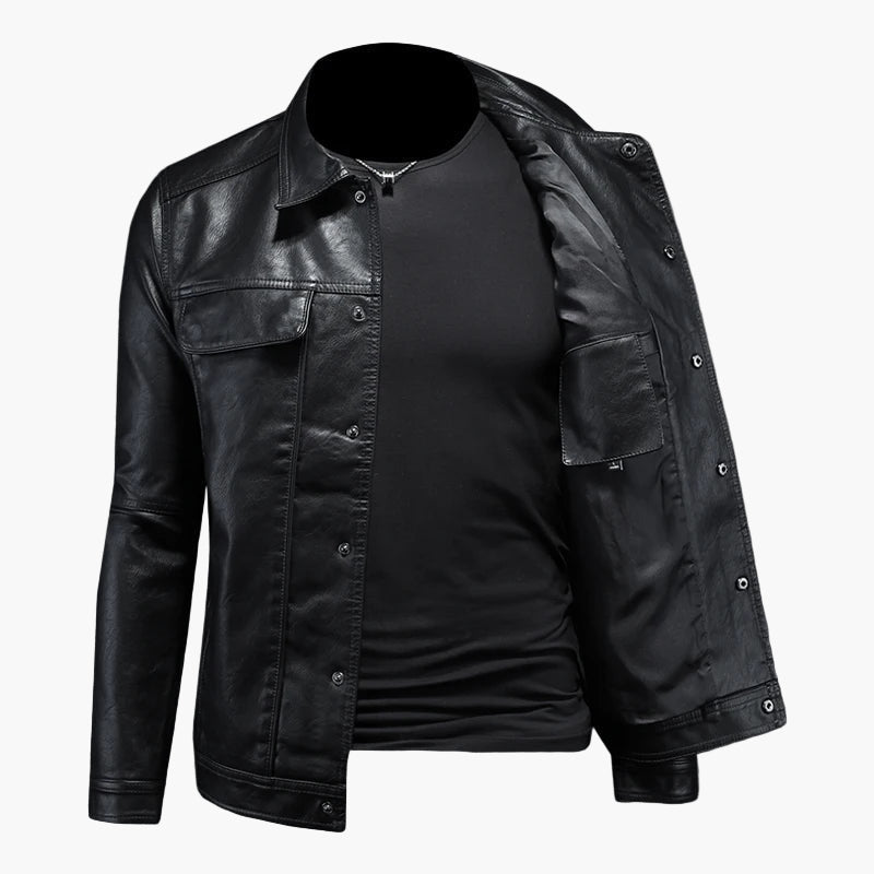 Men's Moto-Inspired Classic Leather Jacket for Modern Casual Style