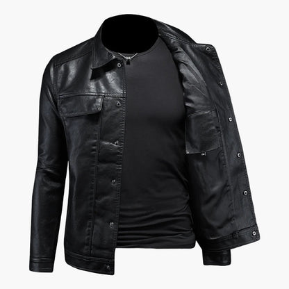 Men's Moto-Inspired Classic Leather Jacket for Modern Casual Style