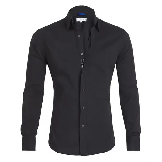 Karl – Light Blue Slim-Fit Men's Oxford Shirt with Stylish Zip Closure