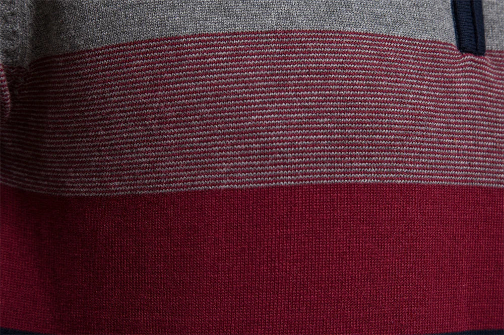 Men's Classic Quarter-Zip Striped Knit Sweater – Modern Casual Business Pullover