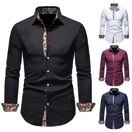 Sean – Men's Slim Fit Paisley Print Long Sleeve Shirt