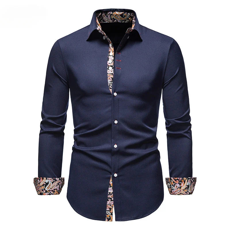 Sean – Men's Slim Fit Paisley Print Long Sleeve Shirt