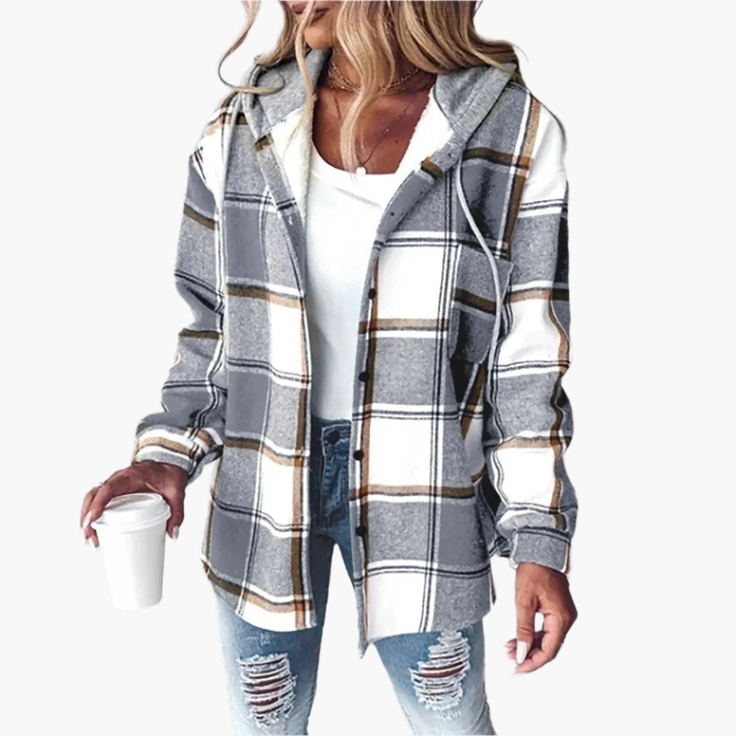 Women's Plaid Hooded Casual Jacket – Cozy Autumn Shacket for Everyday Style