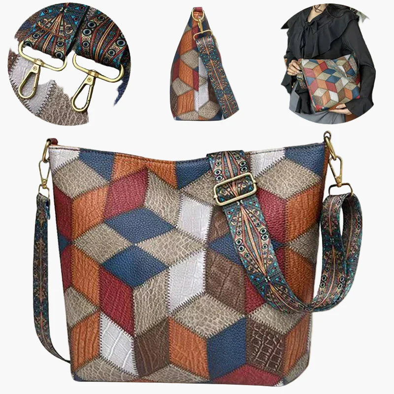 Women's Bohemian Patchwork Shoulder Bag – Artistic Everyday Crossbody Purse