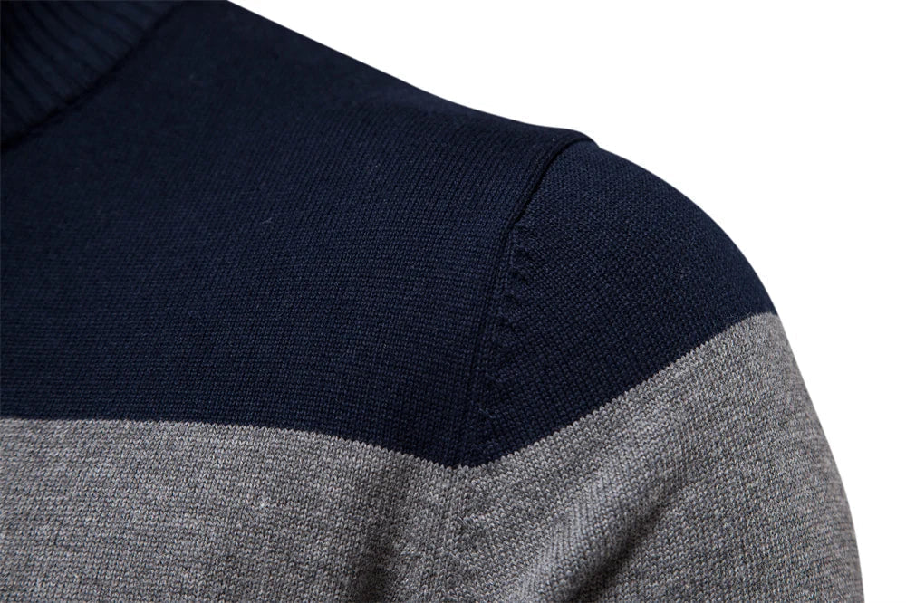 Men's Classic Quarter-Zip Striped Knit Sweater – Modern Casual Business Pullover