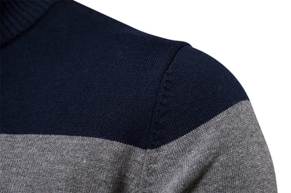 Men's Classic Quarter-Zip Striped Knit Sweater – Modern Casual Business Pullover