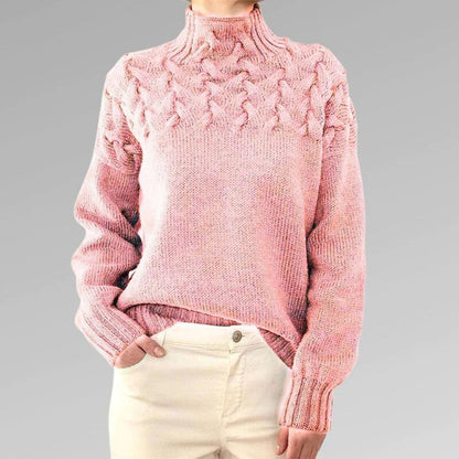 Women's Cozy Cable Knit Turtleneck Sweater – Elegant Long Fit Pullover for Everyday Style