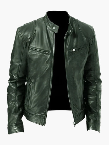 Men's Classic Vegan Leather Biker Jacket for Versatile Urban Style