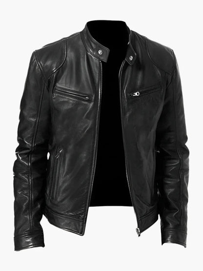 Men's Classic Vegan Leather Biker Jacket for Versatile Urban Style