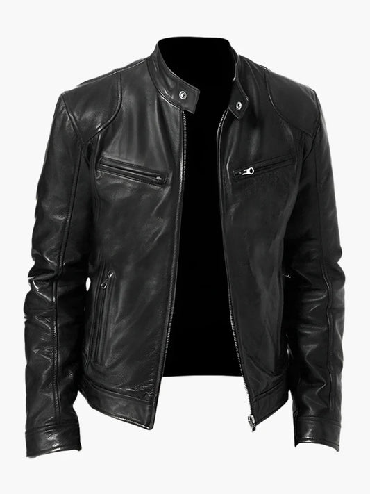 Men's Classic Vegan Leather Biker Jacket for Versatile Urban Style