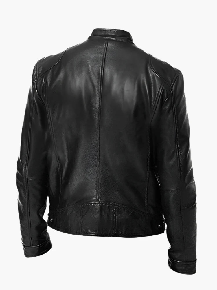 Men's Classic Vegan Leather Biker Jacket for Versatile Urban Style