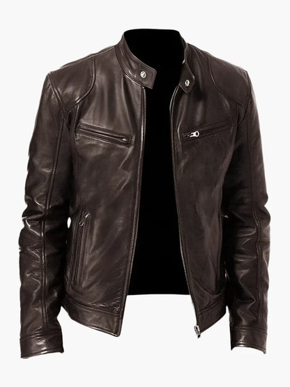 Men's Classic Vegan Leather Biker Jacket for Versatile Urban Style